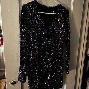 Aqua Sequin Mini Dress